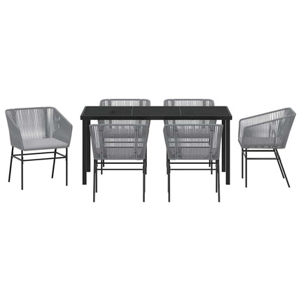 Have Spisebordssæt med pude 7 pcs Grå Pulverlakeret stål