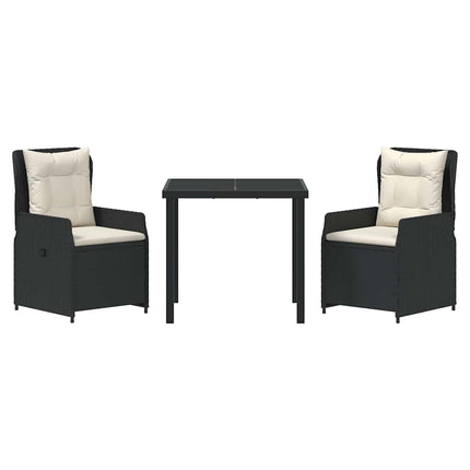 Have Spisebordssæt 3 pcs Sort polyrattan