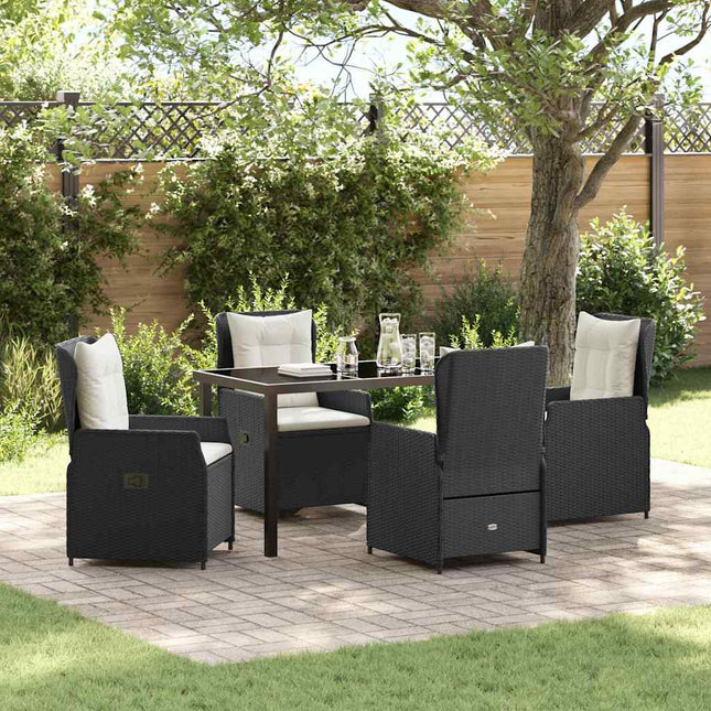 Have Spisebordssæt 5 stk. Sort polyrattan