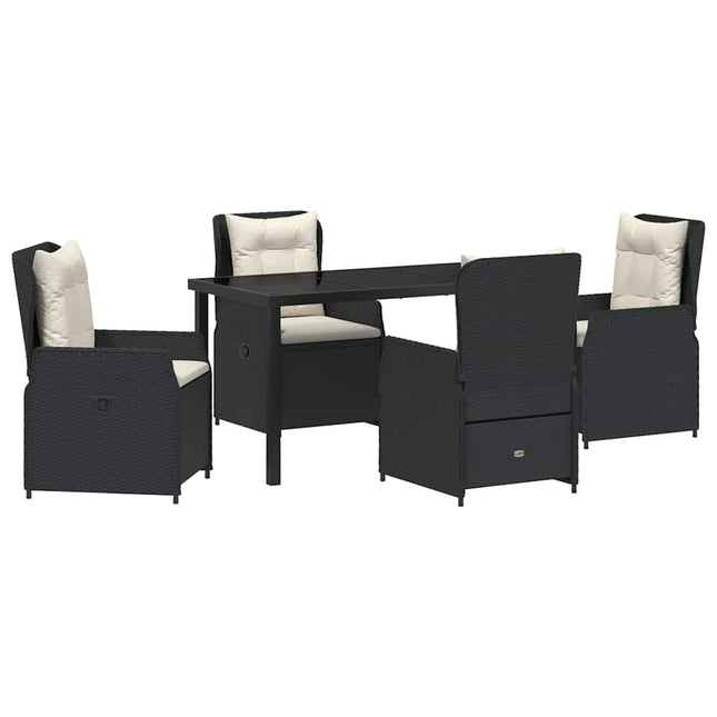 Have Spisebordssæt 5 stk. Sort polyrattan