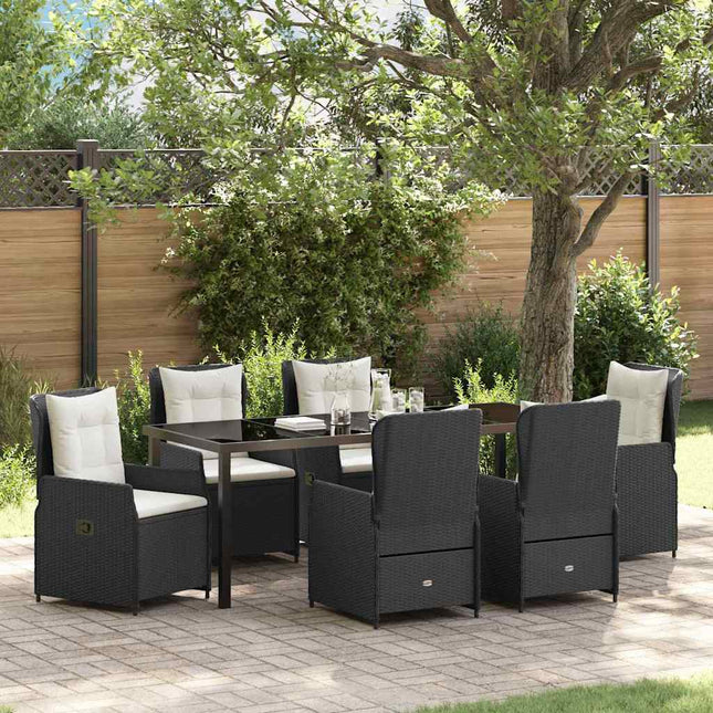 Have Spisebordssæt 7 stk. Sort polyrattan