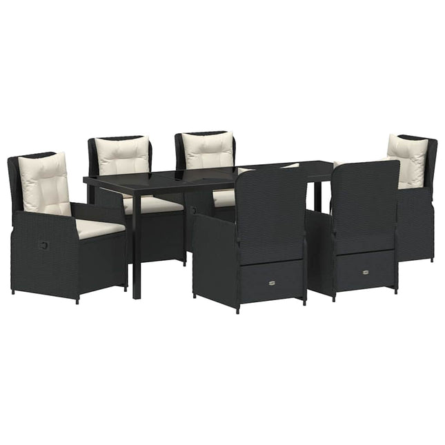 Have Spisebordssæt 7 stk. Sort polyrattan
