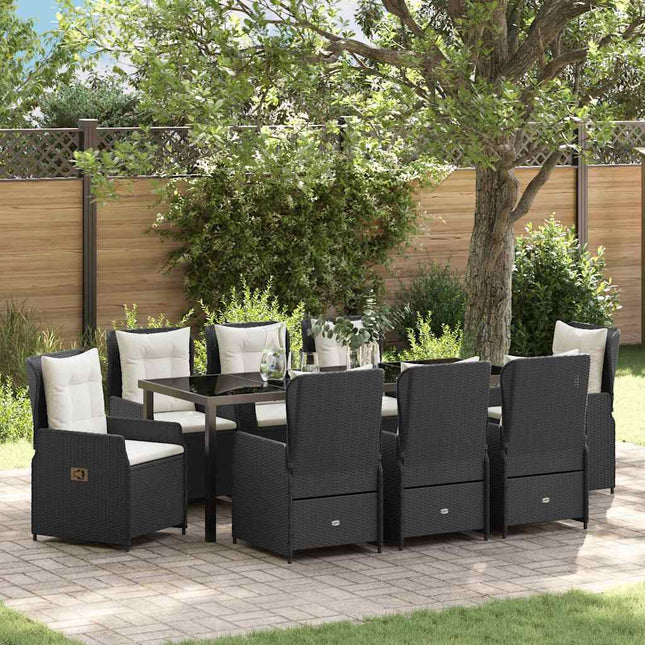 Have Spisebordssæt 9 stk. Sort polyrattan