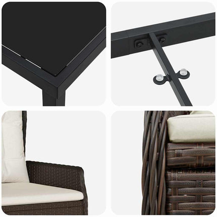 Have Spisebordssæt 3 pcs Brun polyrattan