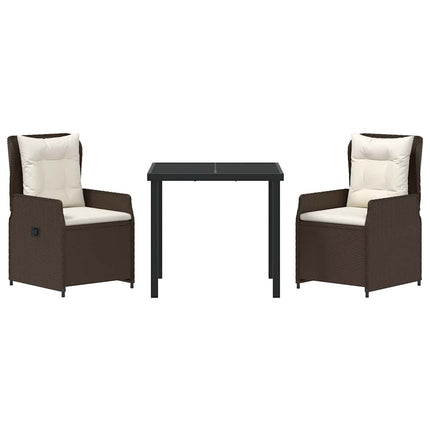 Have Spisebordssæt 3 pcs Brun polyrattan