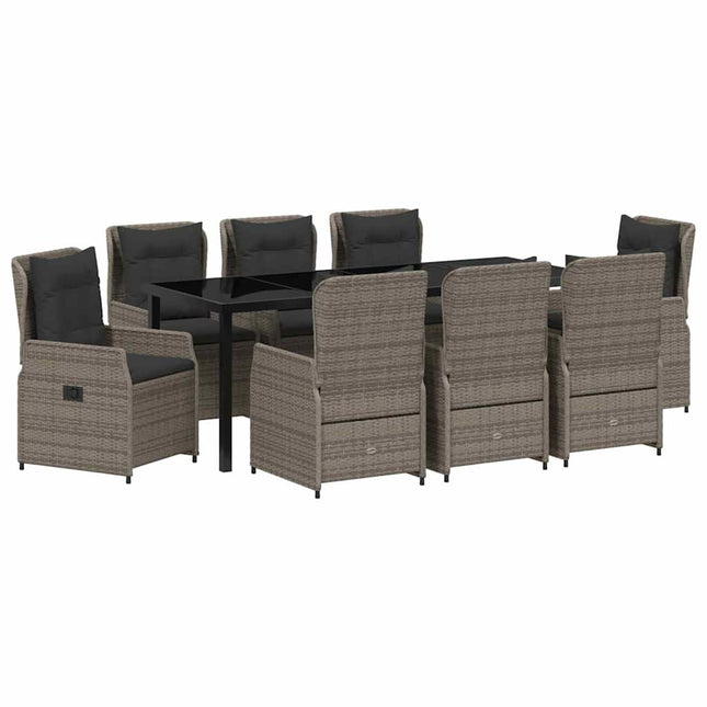 Have Spisebordssæt 9 stk. Grå polyrattan