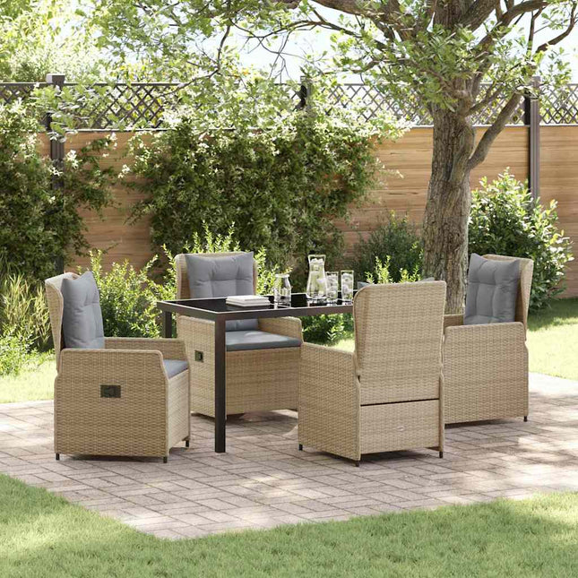 Have Spisebordssæt 5 stk. Beige og lys grå polyrattan