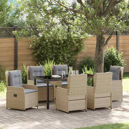 Have Spisebordssæt 7 pcs Beige og lys grå polyrattan