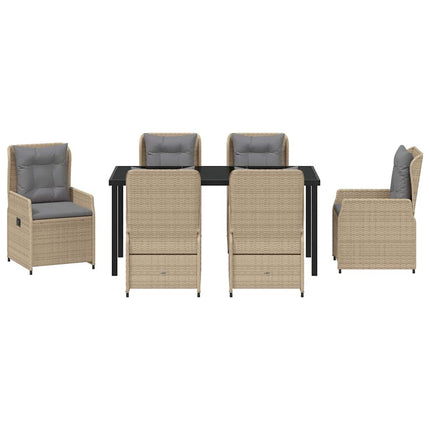 Have Spisebordssæt 7 pcs Beige og lys grå polyrattan