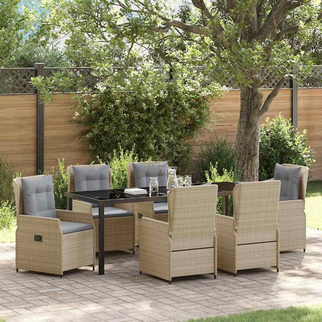 Have Spisebordssæt 7 stk. Beige og lys grå polyrattan