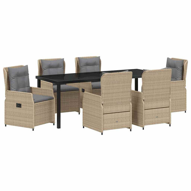 Have Spisebordssæt 7 stk. Beige og lys grå polyrattan