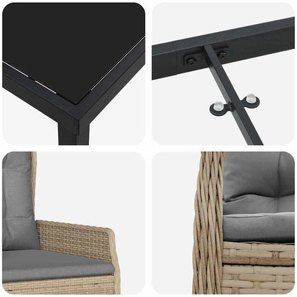 Have Spisebordssæt 9 pcs Beige og lys grå polyrattan
