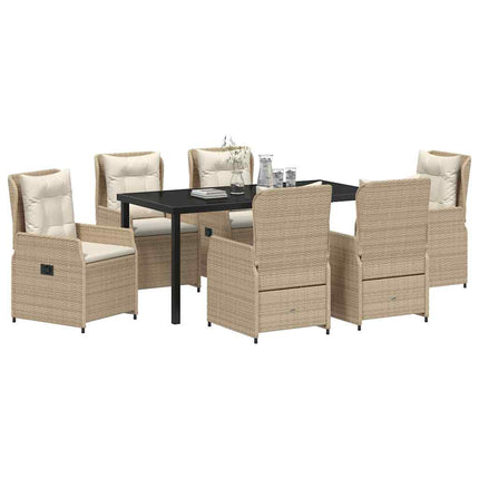 Have Spisebordssæt 7 pcs Beige og lys grå polyrattan