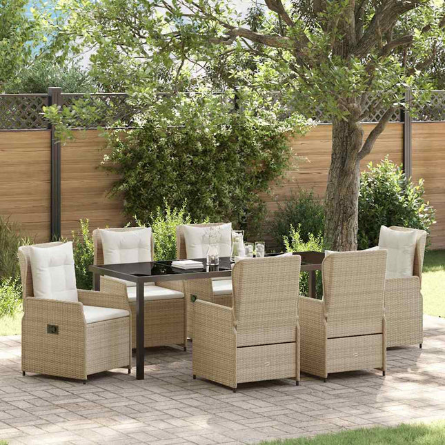 Have Spisebordssæt 7 stk. Beige og lys grå polyrattan