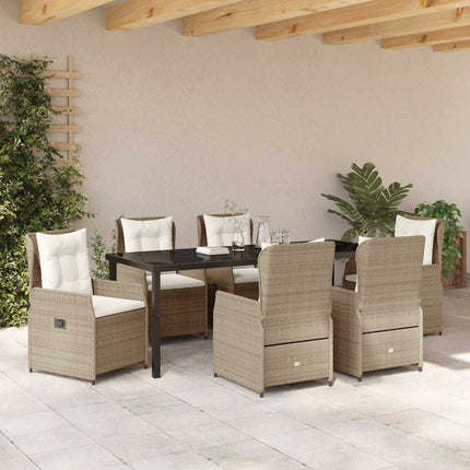 Have Spisebordssæt 7 pcs Beige og lys grå polyrattan