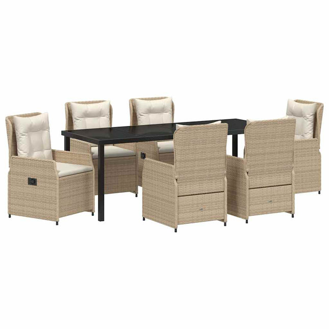 Have Spisebordssæt 7 stk. Beige og lys grå polyrattan