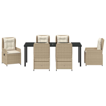 Have Spisebordssæt 7 pcs Beige og lys grå polyrattan