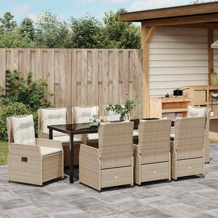 Have Spisebordssæt 9 pcs Beige og lys grå polyrattan