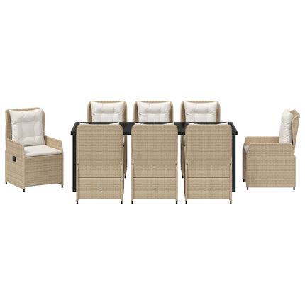 Have Spisebordssæt 9 pcs Beige og lys grå polyrattan