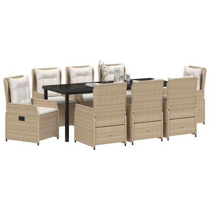 Have Spisebordssæt 9 pcs Beige og lys grå polyrattan
