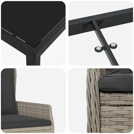 Have Spisebordssæt 5 pcs Lysegrå polyrattan