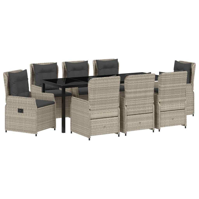Have Spisebordssæt 9 stk. Lysegrå polyrattan