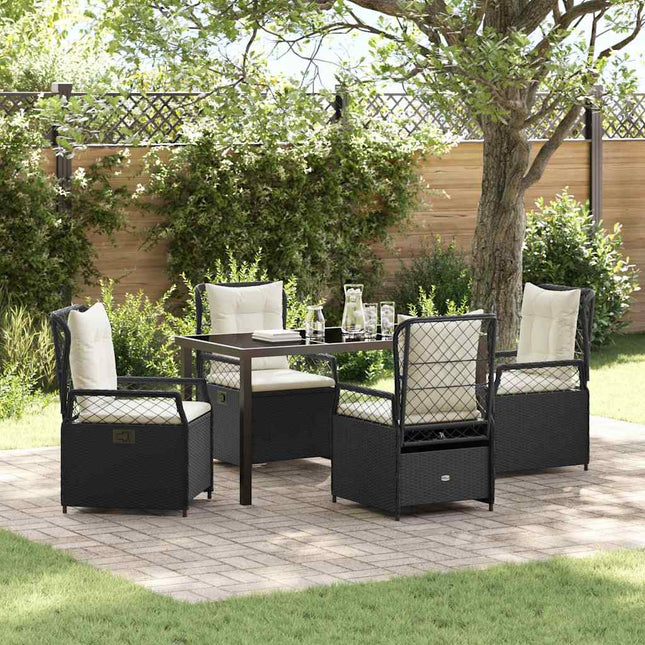 Have Spisebordssæt 5 stk. Sort polyrattan