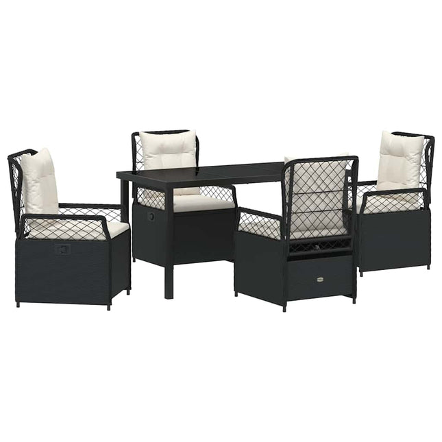 Have Spisebordssæt 5 stk. Sort polyrattan