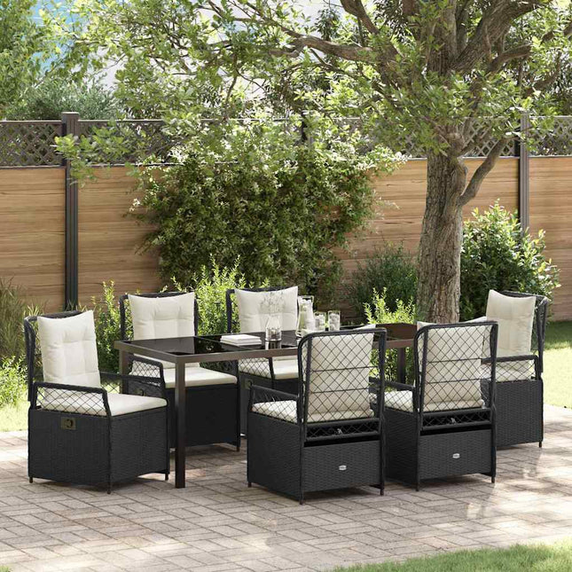 Have Spisebordssæt 7 stk. Sort polyrattan
