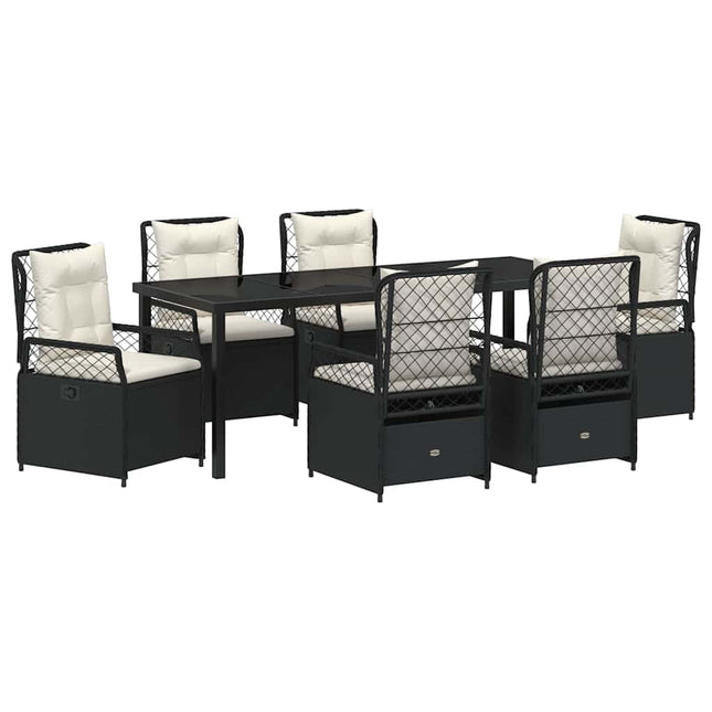 Have Spisebordssæt 7 stk. Sort polyrattan