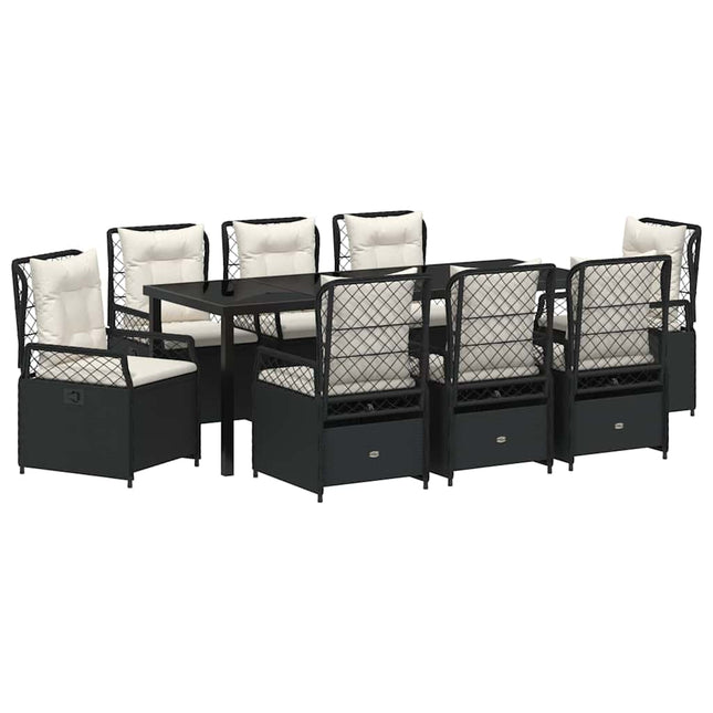 Have Spisebordssæt 9 stk. Sort polyrattan