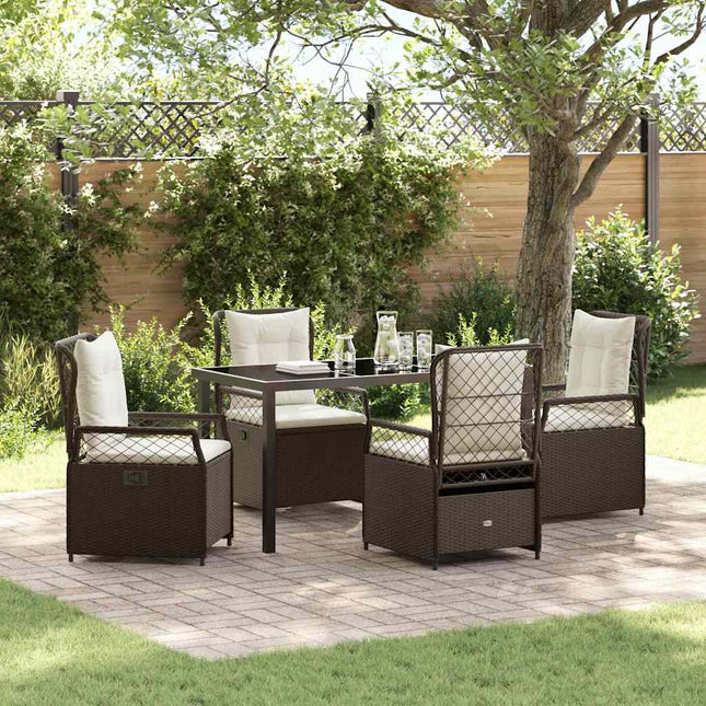Have Spisebordssæt 5 stk. Brun polyrattan