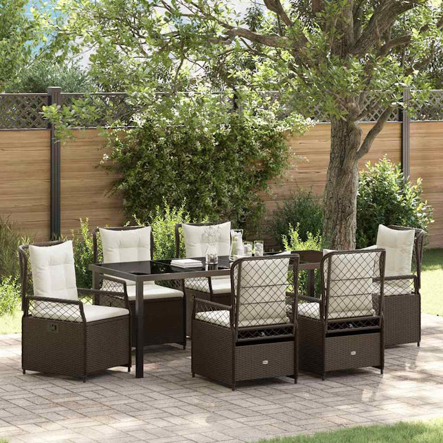 Have Spisebordssæt 7 stk. Brun polyrattan