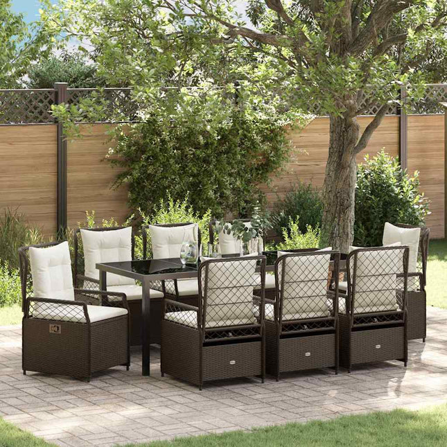 Have Spisebordssæt 9 stk. Brun polyrattan