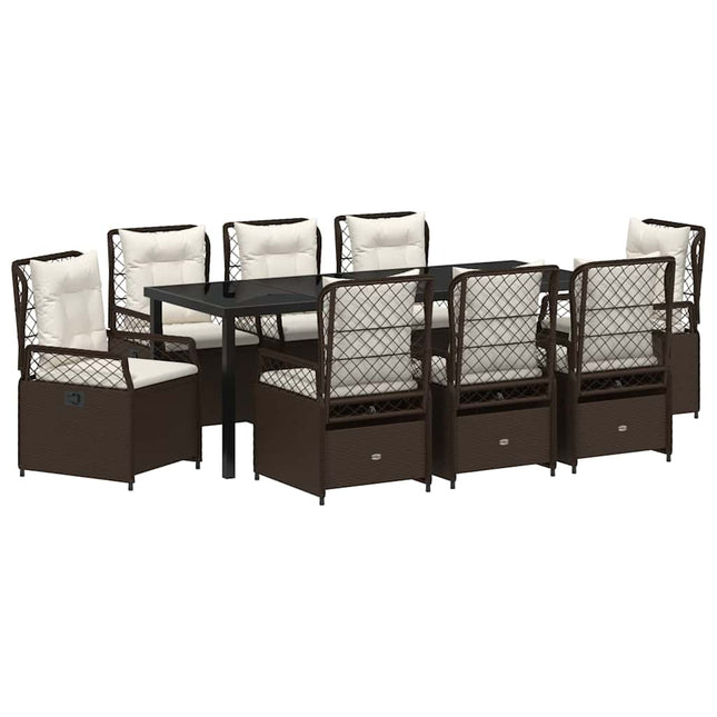 Have Spisebordssæt 9 stk. Brun polyrattan