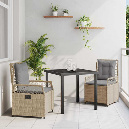 Have Spisebordssæt 3 pcs Beige og lys grå polyrattan