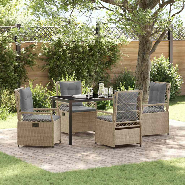 Have Spisebordssæt 5 stk. Beige og lys grå polyrattan