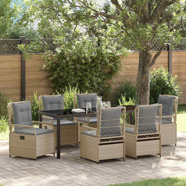 Have Spisebordssæt 7 stk. Beige og lys grå polyrattan