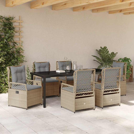 Have Spisebordssæt 7 pcs Beige og lys grå polyrattan
