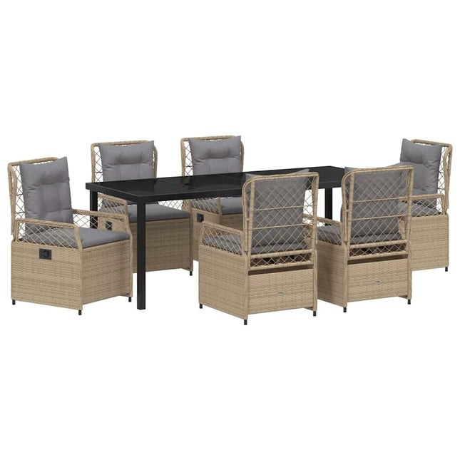 Have Spisebordssæt 7 stk. Beige og lys grå polyrattan