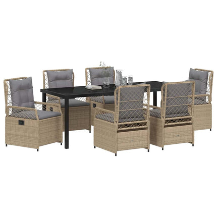 Have Spisebordssæt 7 pcs Beige og lys grå polyrattan