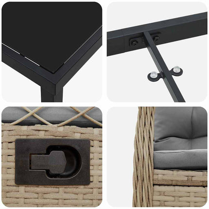 Have Spisebordssæt 9 pcs Beige og lys grå polyrattan
