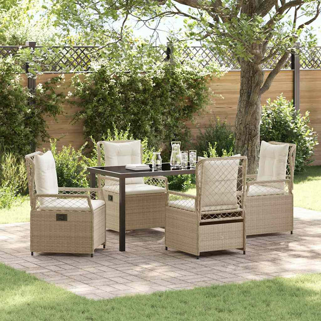 Have Spisebordssæt 5 stk. Beige og cremehvid polyrattan
