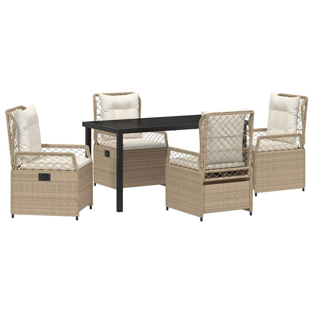 Have Spisebordssæt 5 stk. Beige og cremehvid polyrattan