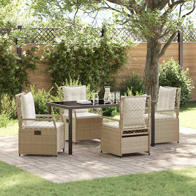 Have Spisebordssæt 5 stk. Beige og cremehvid polyrattan