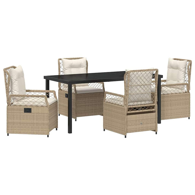 Have Spisebordssæt 5 stk. Beige og cremehvid polyrattan