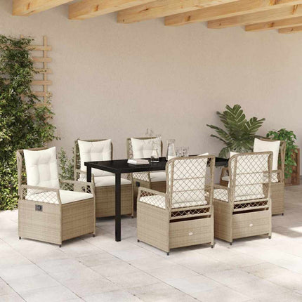 Have Spisebordssæt 7 pcs Beige og cremehvid polyrattan
