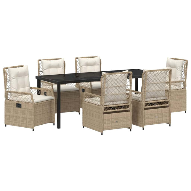 Have Spisebordssæt 7 stk. Beige og cremehvid polyrattan