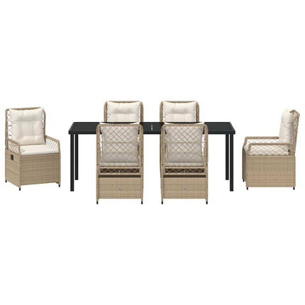 Have Spisebordssæt 7 pcs Beige og cremehvid polyrattan