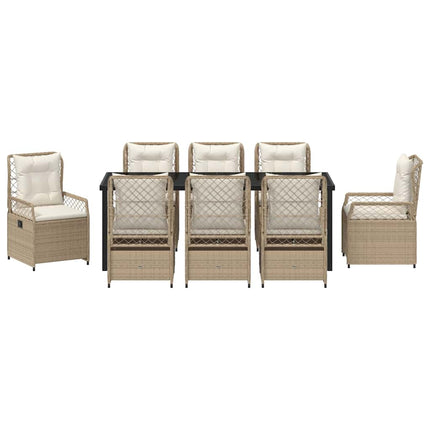 Have Spisebordssæt 9 pcs Beige og cremehvid polyrattan